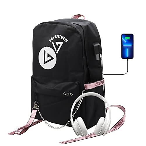 PALAY K-POP Seventeen School Backpack Travel Backback Seventeen Fashion Print Backpack Suitable for Girls Laptop Backpack School Gift for Girls (Black) PALAY K-POP Seventeen School Backpack Travel Backback Seventeen Fashion Print Backpack Suitable for Girls Laptop Backpack School Gift for Girls (Black)